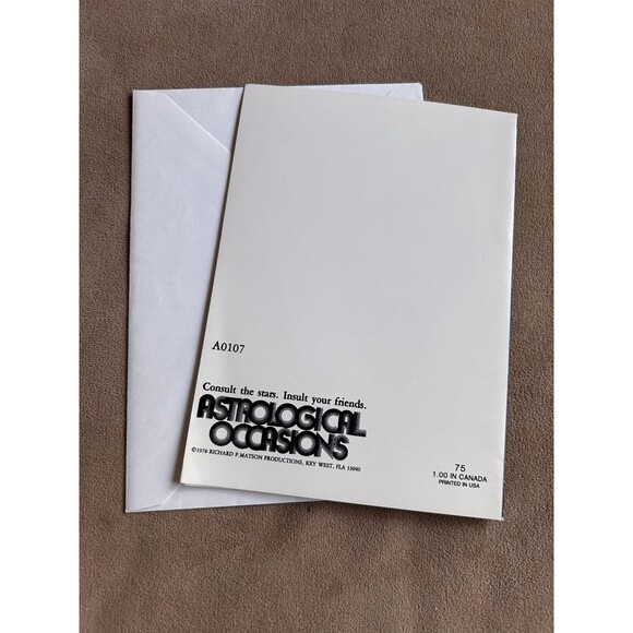 LIBRA Zodiac Astrological occasions Richard P Matson satire Greeting Card 1978 - Picture 2 of 3